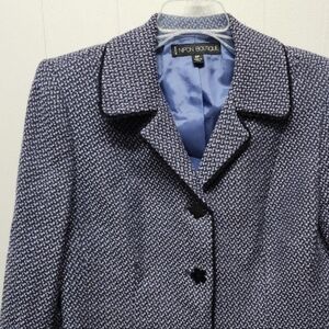 Nipon Boutique Brocade Jacket Blazer Blue Size 6 Petite B381‎